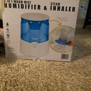 Crane 2-in-1 Warm Mist Humidifier and Steam Inhaler - Blue and White